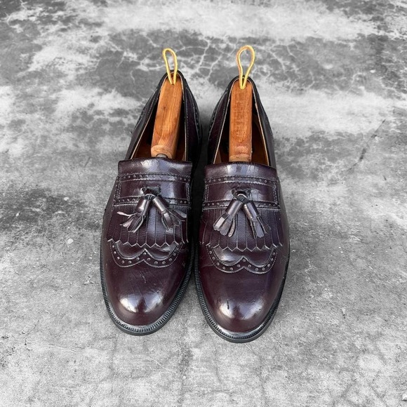 The Unbranded Brand Other - Vintage 90's Nunn Bush shiny leather wing tip  tassel loafers shoes 9 1/2 W